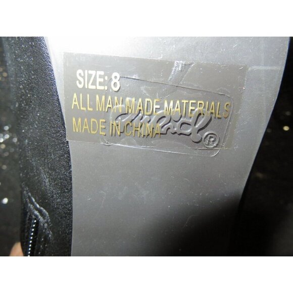 Qupid Puffin Black Leatherette Lace Up Platform Wooden Heel Ankle Bootie sz 8 - Picture 12 of 14